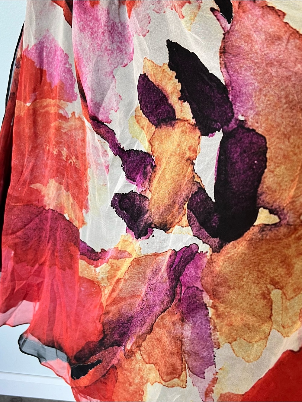 Haute Hippie Dress 100% Silk Abstract Multicolor Wrap Tie Waist Midi Dress Sz L - Picture 5 of 10